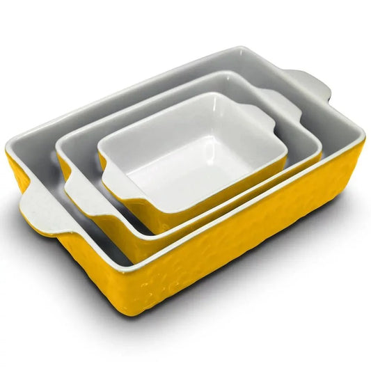3 Piece Nonstick Ceramic Bakeware Set - PFOA PFOS PTFE Free - greenish