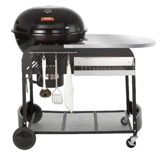 Charcoal Kettle Grill Cart with Side Table - greenish