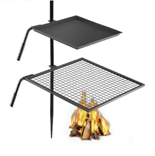 Cooking Grate: Single / Double Layer Swivel Campfire Grate - greenish